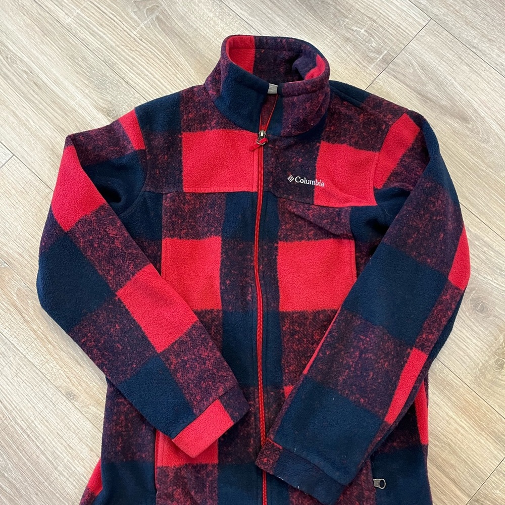 Columbia Women's Red and Black Fleece Jacket